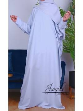 Abaya Papillon Bleu Grisé - Jamilla - Tissu Microfibre