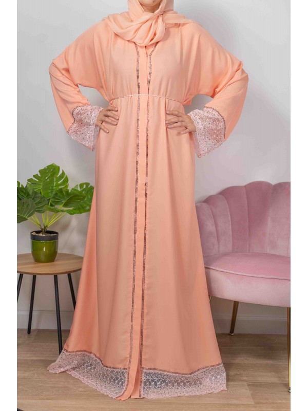 Firdawus De Dubaï Couleur Saumon - Abaya De Dubaï