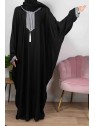 Amira de Dubaï Noire AU Fil Blanc - Abaya De Dubaï
