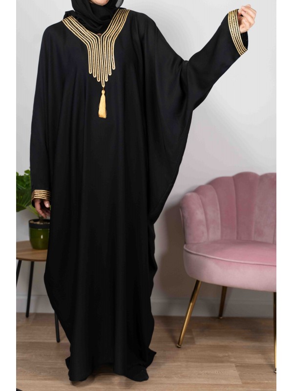 Amira de Dubaï Noire Au Fil Doré - Abaya De Dubaï