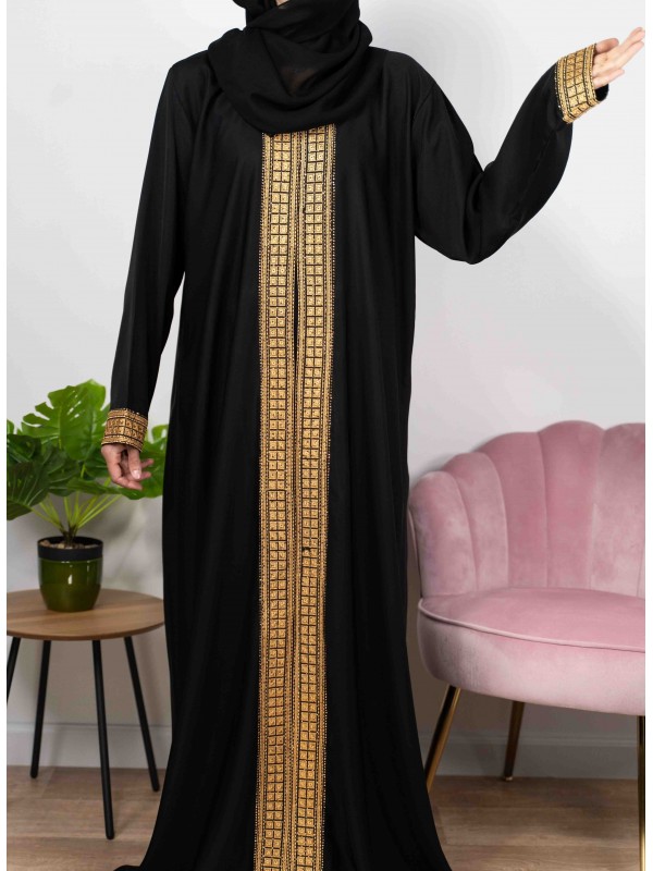 Saphir de Dubaï Noir Et Doré - Abaya De Dubaï