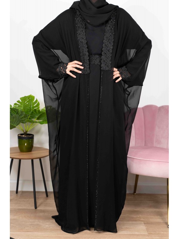 Cléopâtre De Dubaï Noire - Abaya De Dubaï